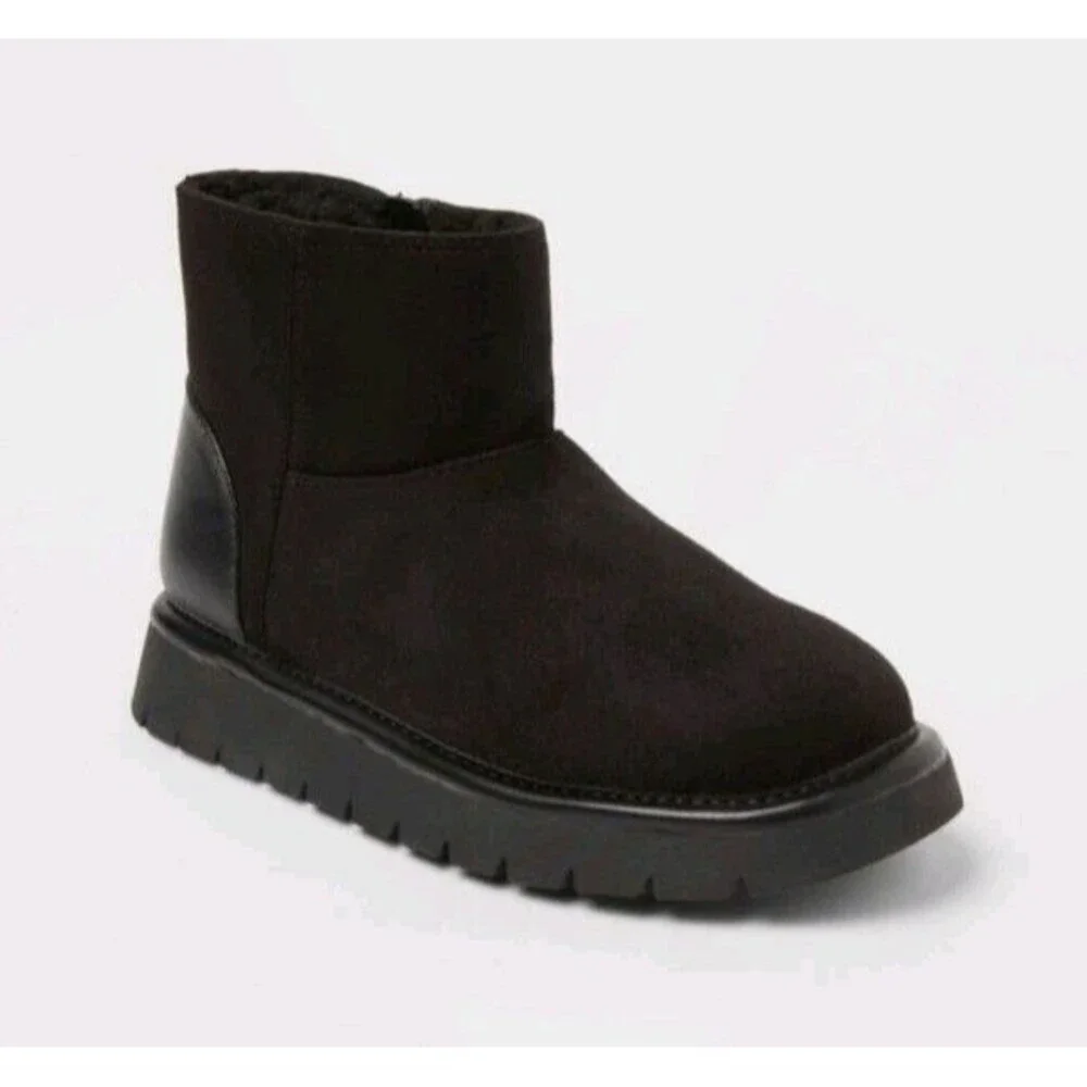 Cat & Jack Girls' Honor Faux Suede Style Boots Black